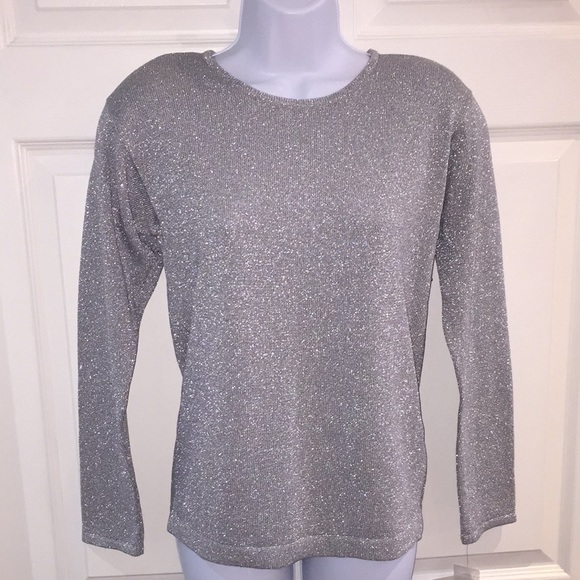 Peter Nygard Woman’s Metallic Silver Sweater S - Picture 1 of 11